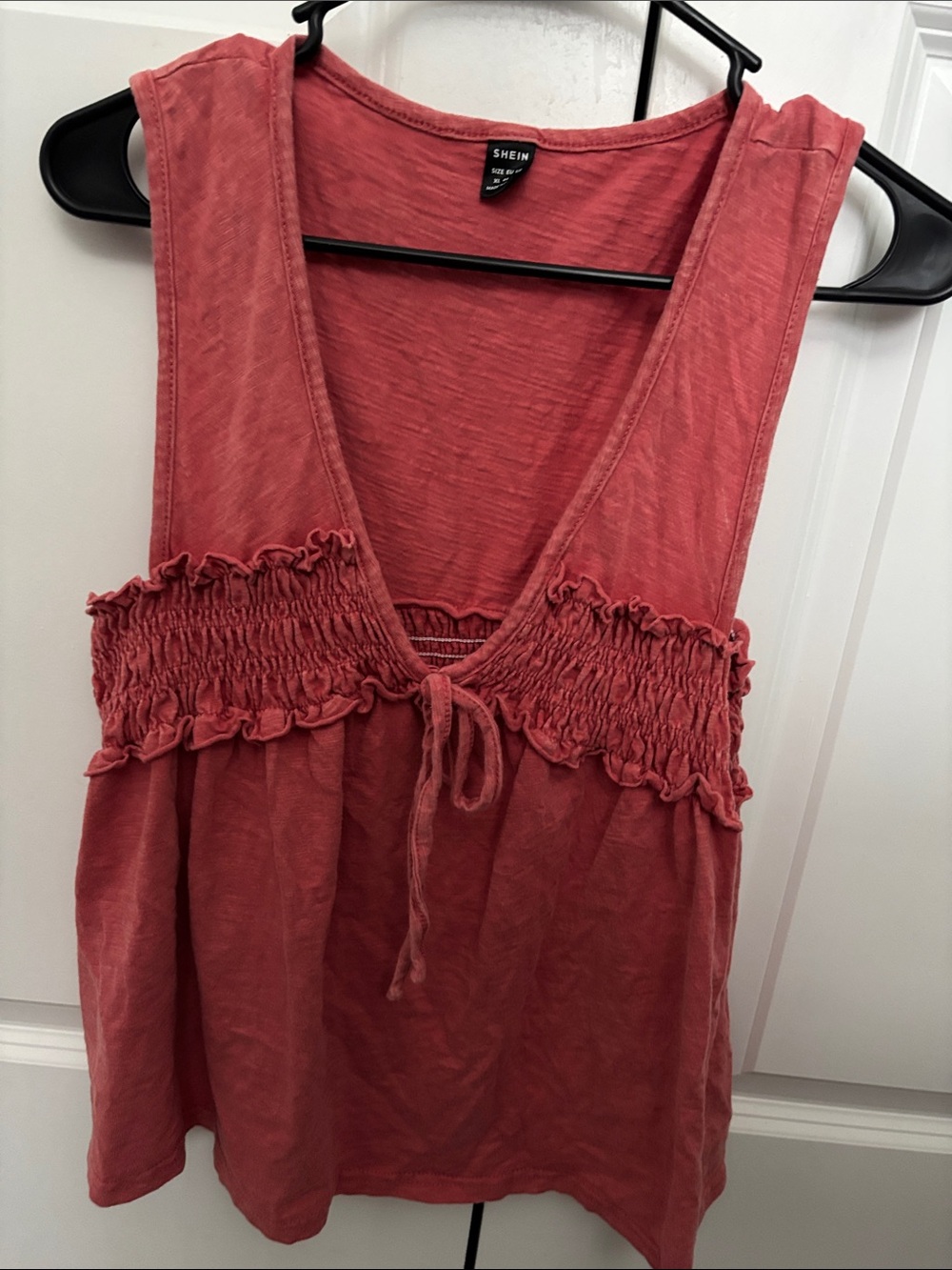 SHEIN Dusty Red Smocked V-Neck Camisole
